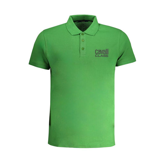Cavalli Class Grünes Baumwoll-Poloshirt