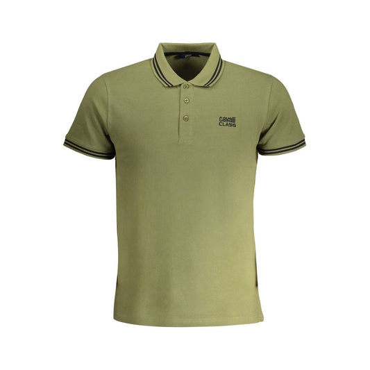 Cavalli Class Grünes Baumwoll-Poloshirt