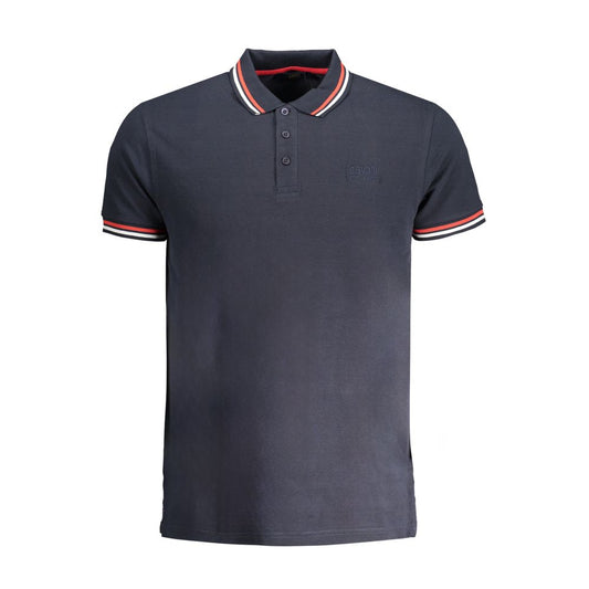 Cavalli Class Blaues Baumwoll-Poloshirt