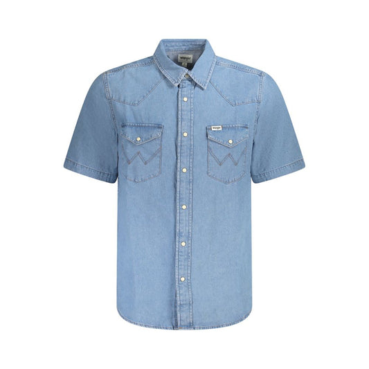 Wrangler Hellblaues Baumwollhemd für Männer