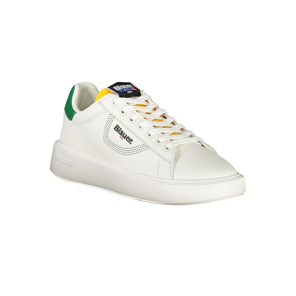 Blauer Weißes Leder Herren Sneaker