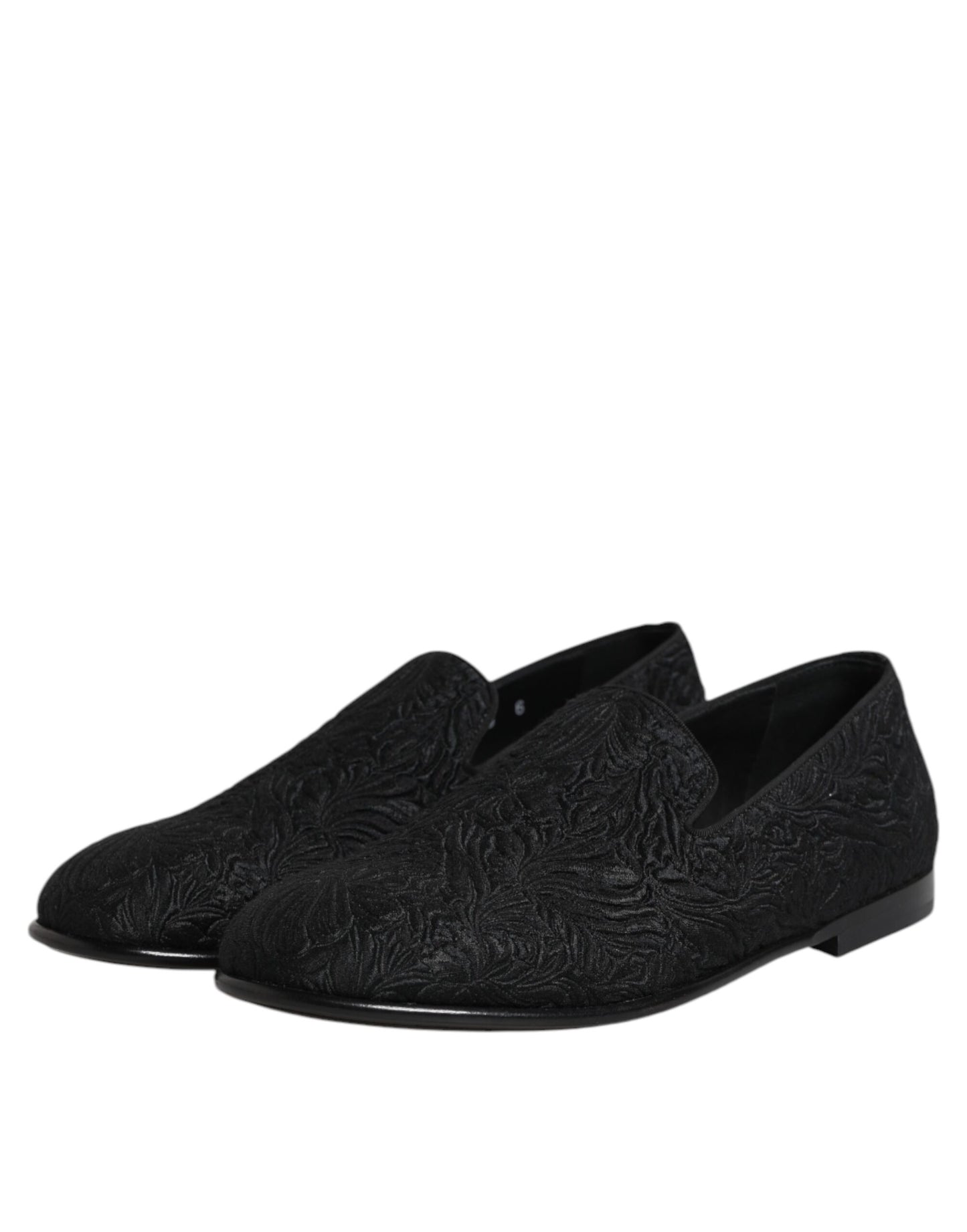 Dolce & Gabbana Schwarze Jacquard Slipper Formelle Schuhe