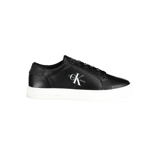Blauer Schwarzes Leder Herren Sneaker
