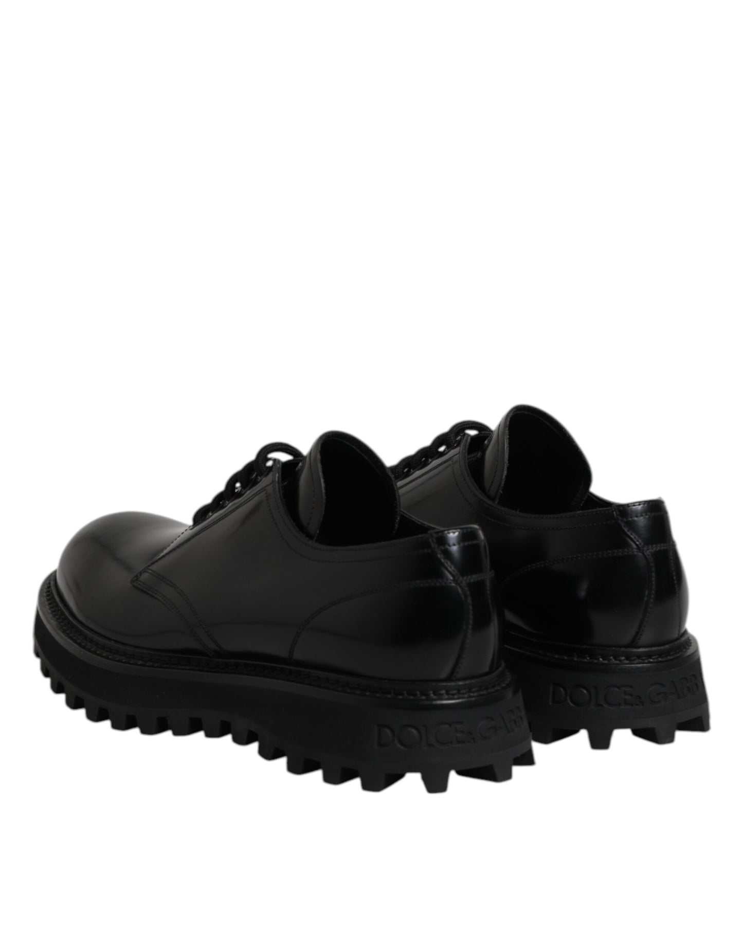 Dolce & Gabbana Schwarz Leder Lace Up Derby Männer Kleid Schuhe