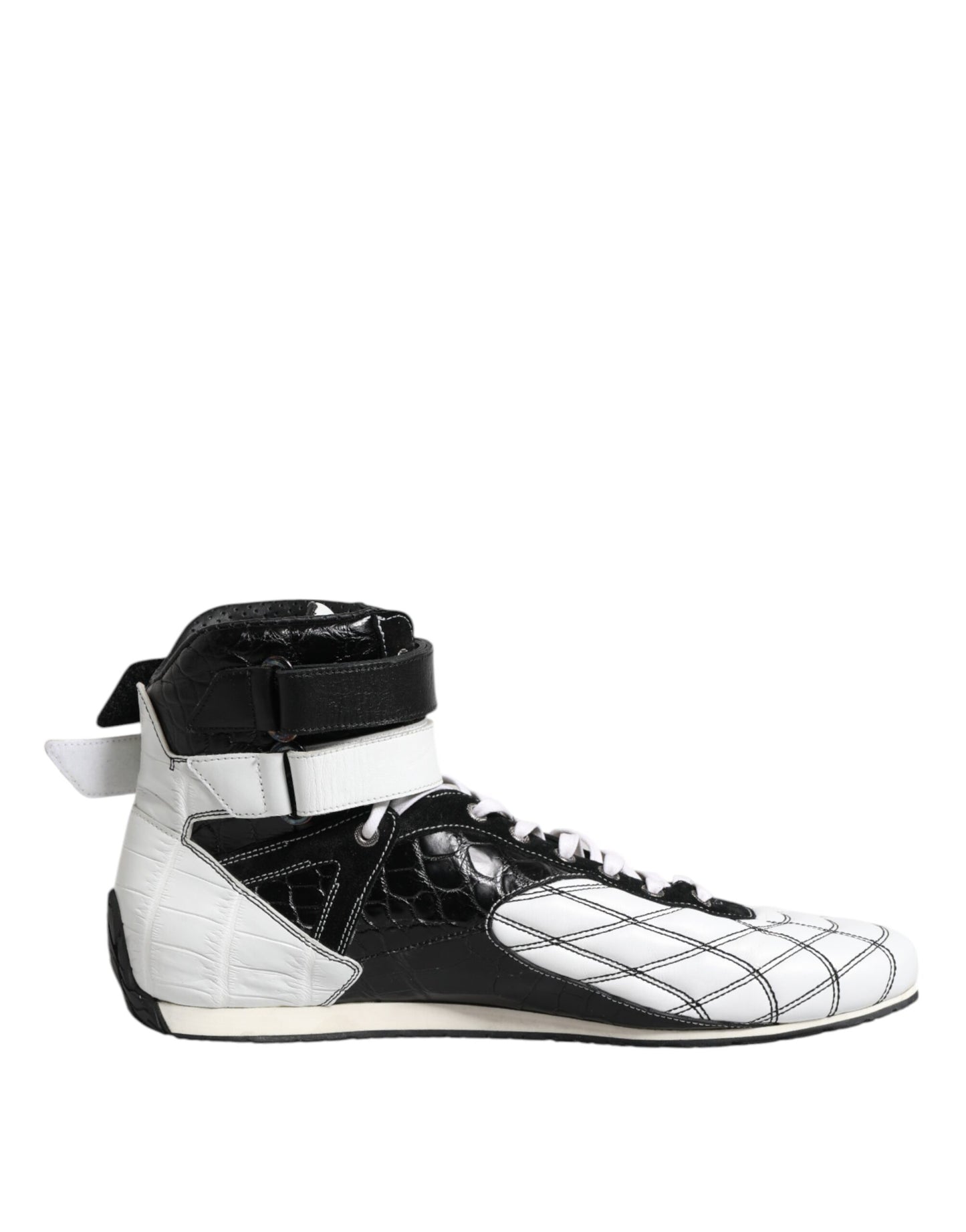 Dolce & Gabbana Schwarz Weiß Leder High Top Sneakers Schuhe