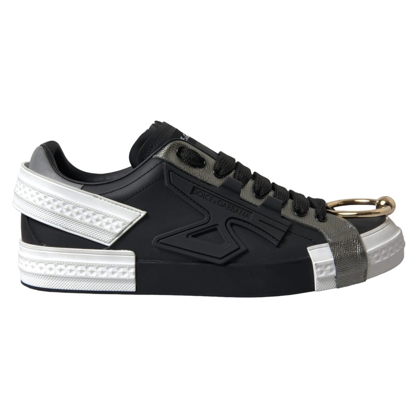 Dolce & Gabbana Schwarz Leder Low Top Sneakers Portofino Schuhe