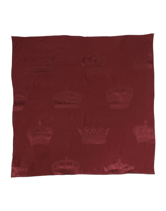Dolce & Gabbana Maroon Silk Crown Square Herren Foulard Schal