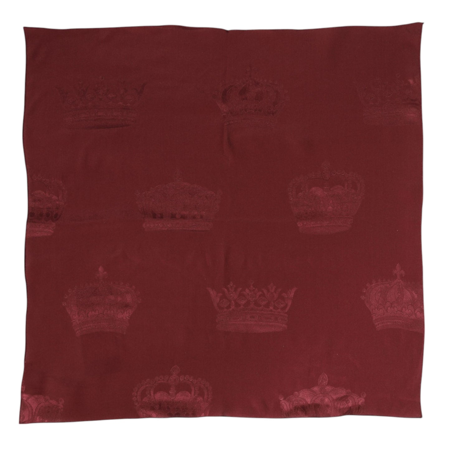 Dolce & Gabbana Maroon Silk Crown Square Herren Foulard Schal
