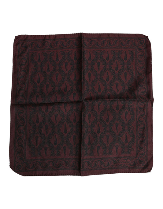 Dolce & Gabbana Maroon Schwarz Gedruckt Quadrat Männer Foulard Schal
