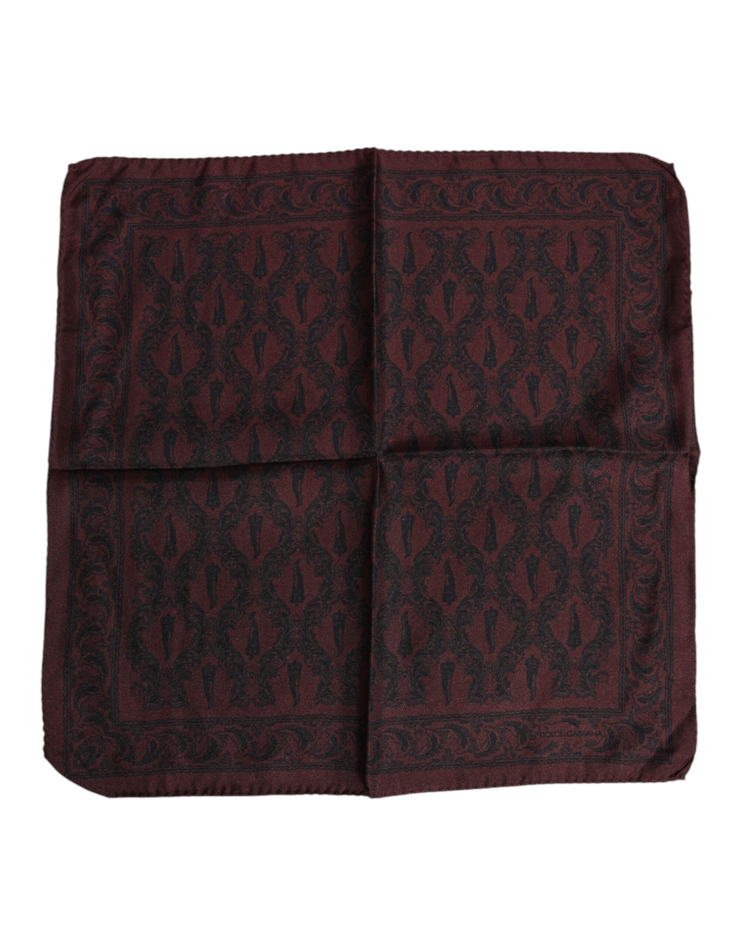 Dolce & Gabbana Maroon Schwarz Gedruckt Quadrat Männer Foulard Schal