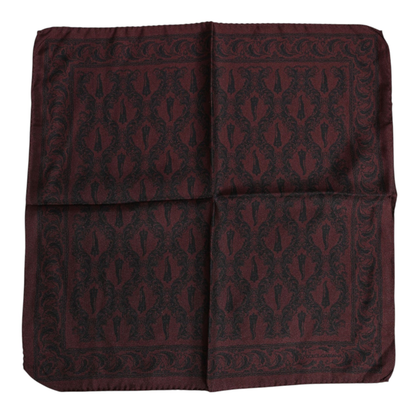 Dolce & Gabbana Maroon Schwarz Gedruckt Quadrat Männer Foulard Schal