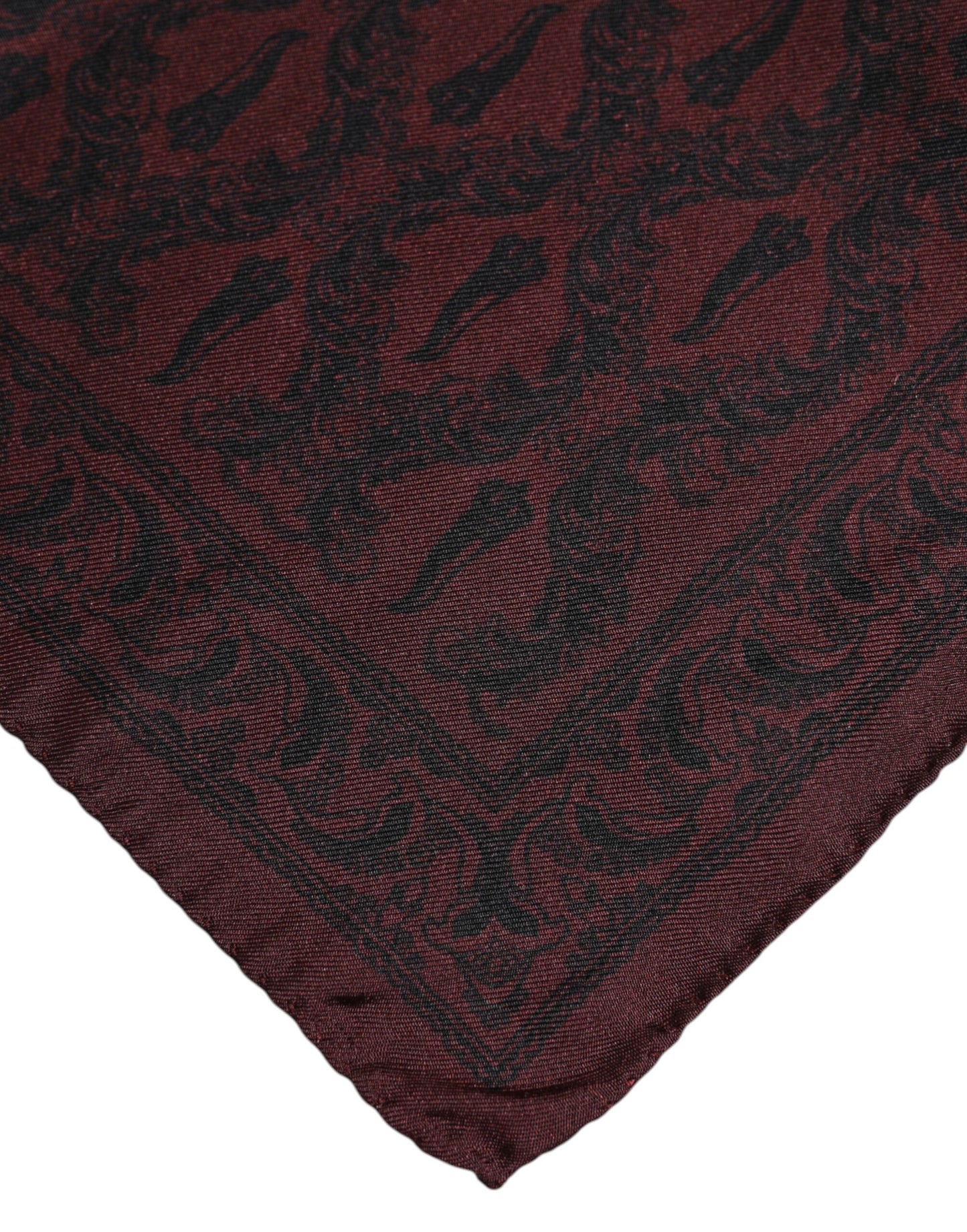Dolce & Gabbana Maroon Schwarz Gedruckt Quadrat Männer Foulard Schal