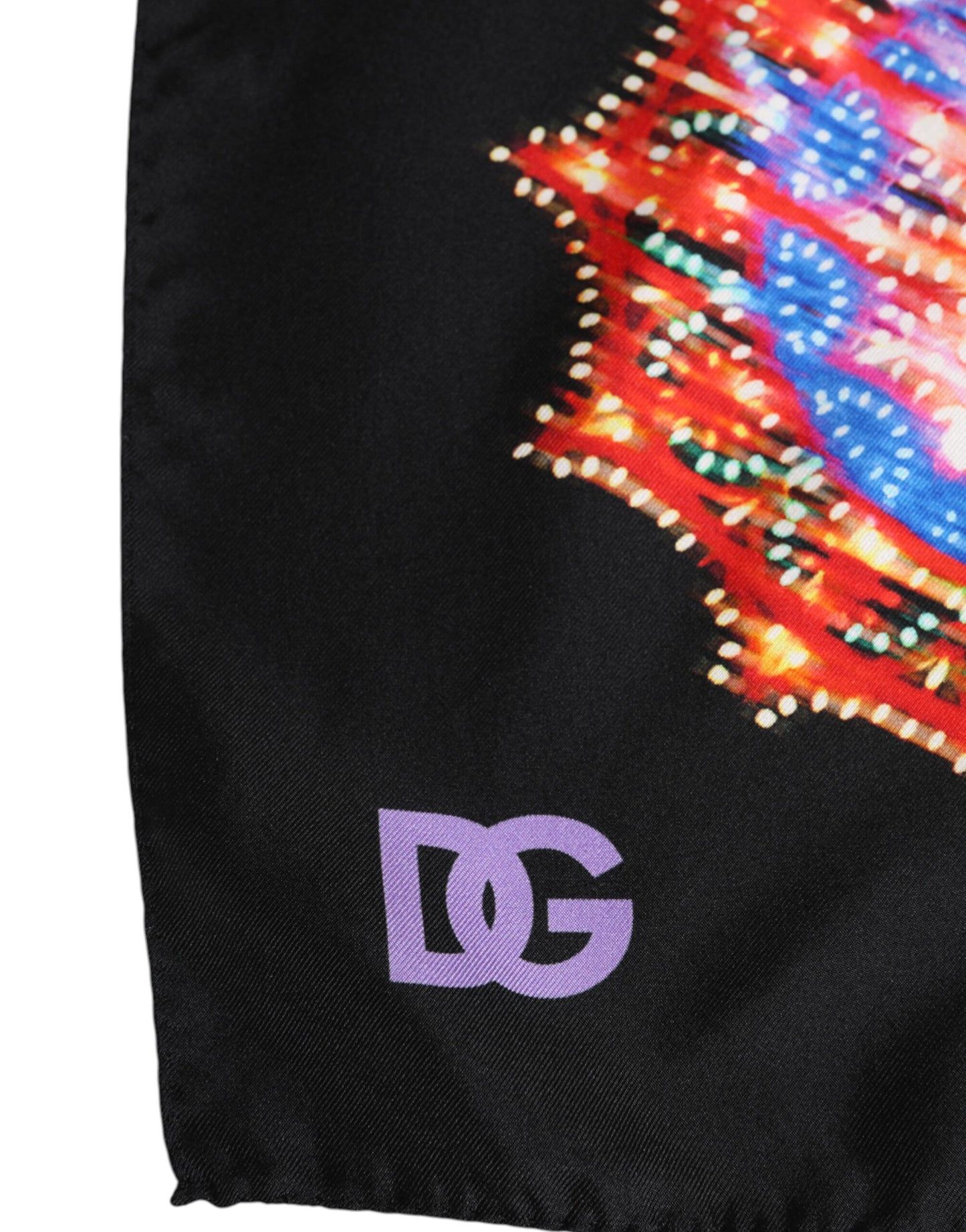 Dolce & Gabbana Schwarzer Multicolor Print Quadratischer Foulard-Schal