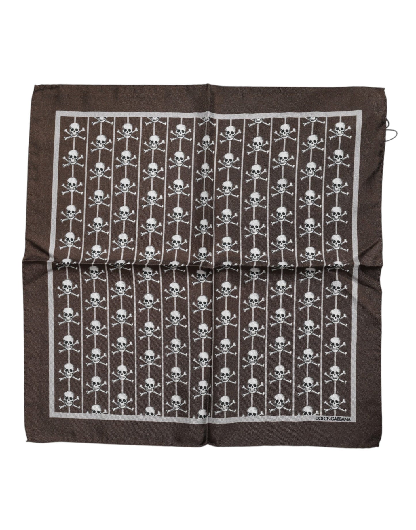 Dolce & Gabbana Brauner Totenkopf Seide Quadrat Männer Foulard Schal