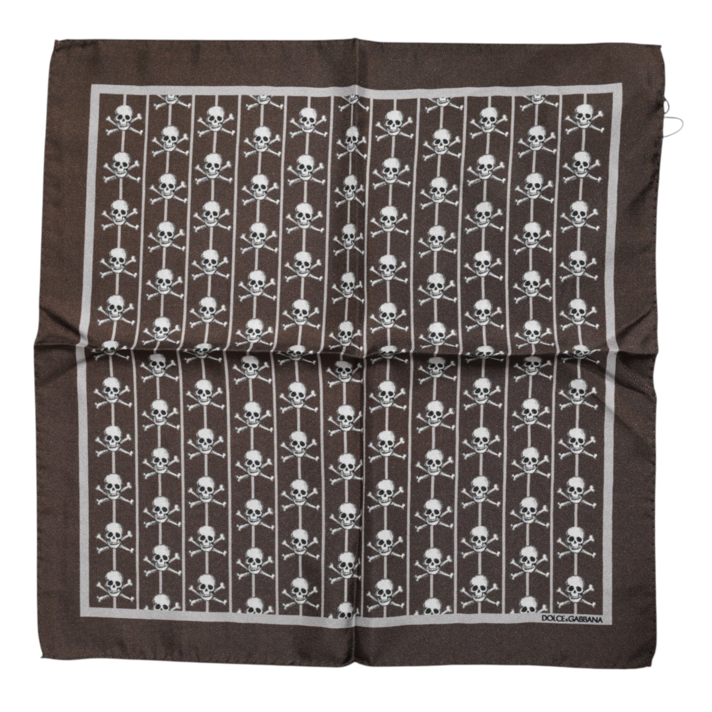 Dolce & Gabbana Brauner Totenkopf Seide Quadrat Männer Foulard Schal