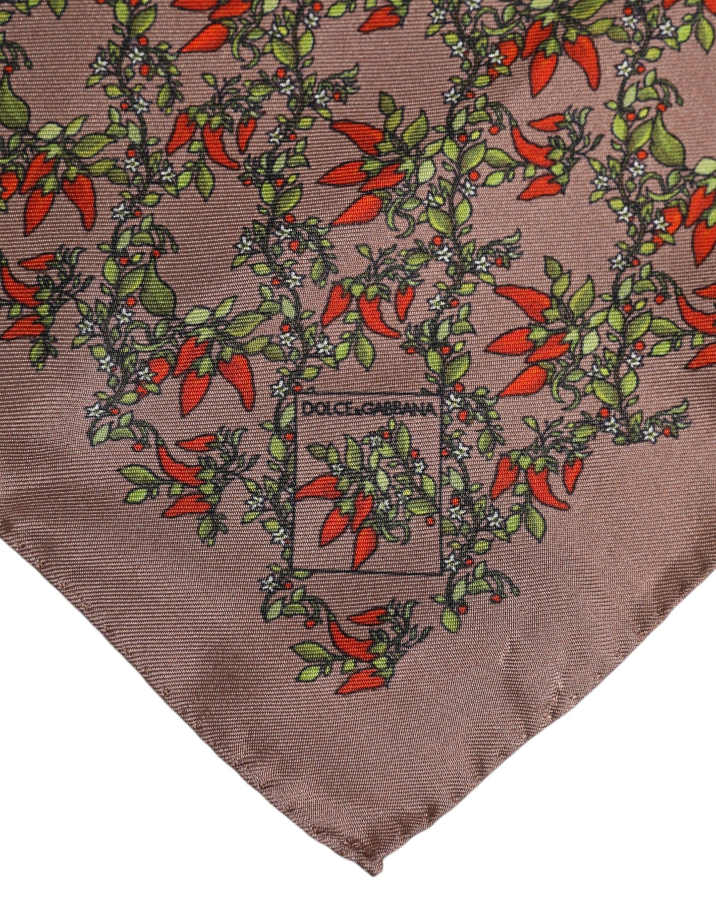 Dolce & Gabbana Brauner Chilis Seidenschal Quadratisch Herren Foulard Schal