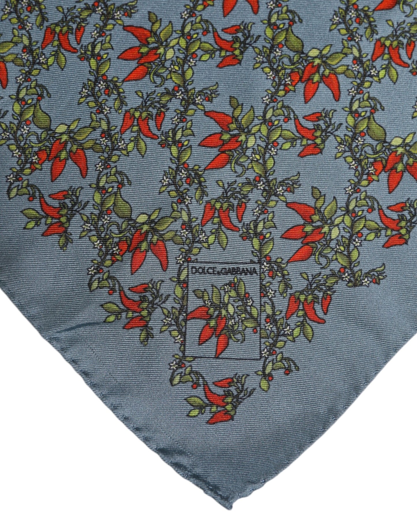 Dolce & Gabbana Grauer Chilis Seidenschal Quadratisch Herren Foulard Schal
