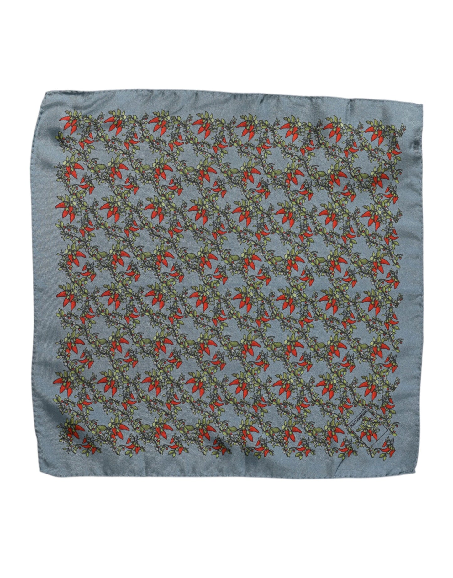 Dolce & Gabbana Grauer Chilis Seidenschal Quadratisch Herren Foulard Schal