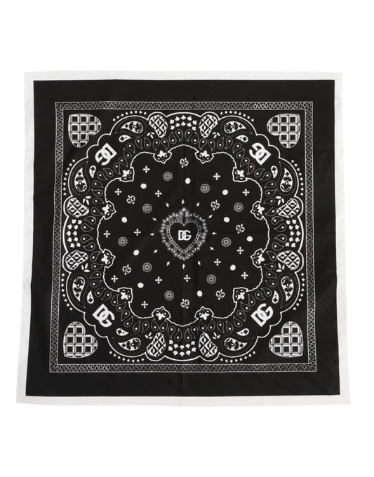 Dolce & Gabbana Schwarz Weißes Bandana Quadratisch Männer Foulard Schal