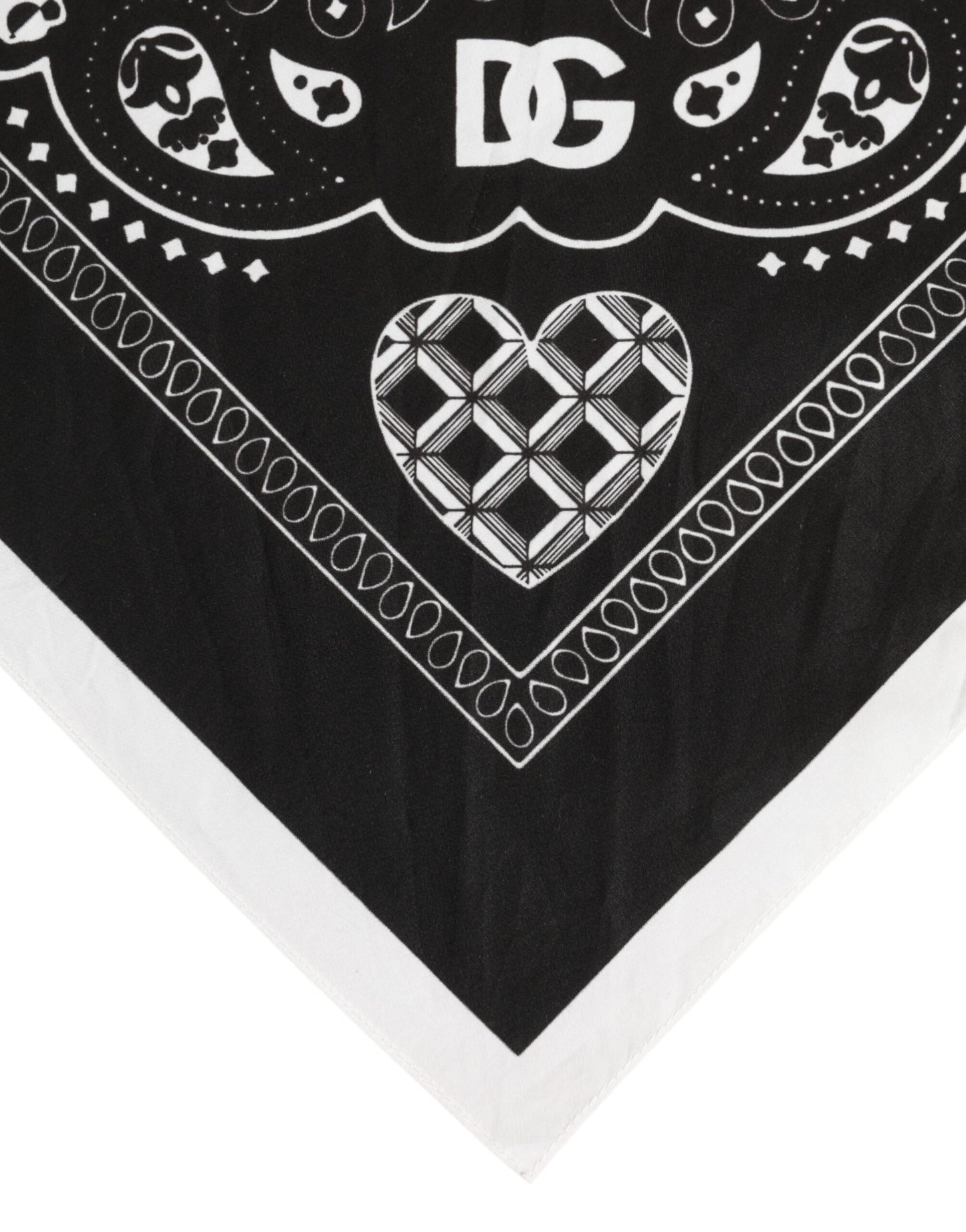 Dolce & Gabbana Schwarz Weißes Bandana Quadratisch Männer Foulard Schal
