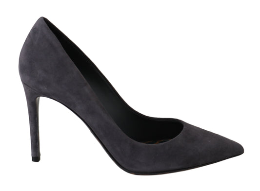 Dolce & Gabbana Graue Wildleder Leder Stiletto Schuhe Heels