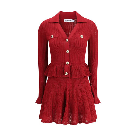 Self-Portrait Kurzes Kleid aus Pointelle-Strick