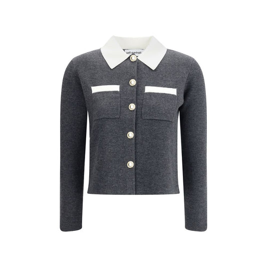 Self-Portrait Strickjacke mit Kontrastkragen