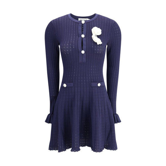 Self-Portrait Kurzes Pointelle-Kleid aus Strick