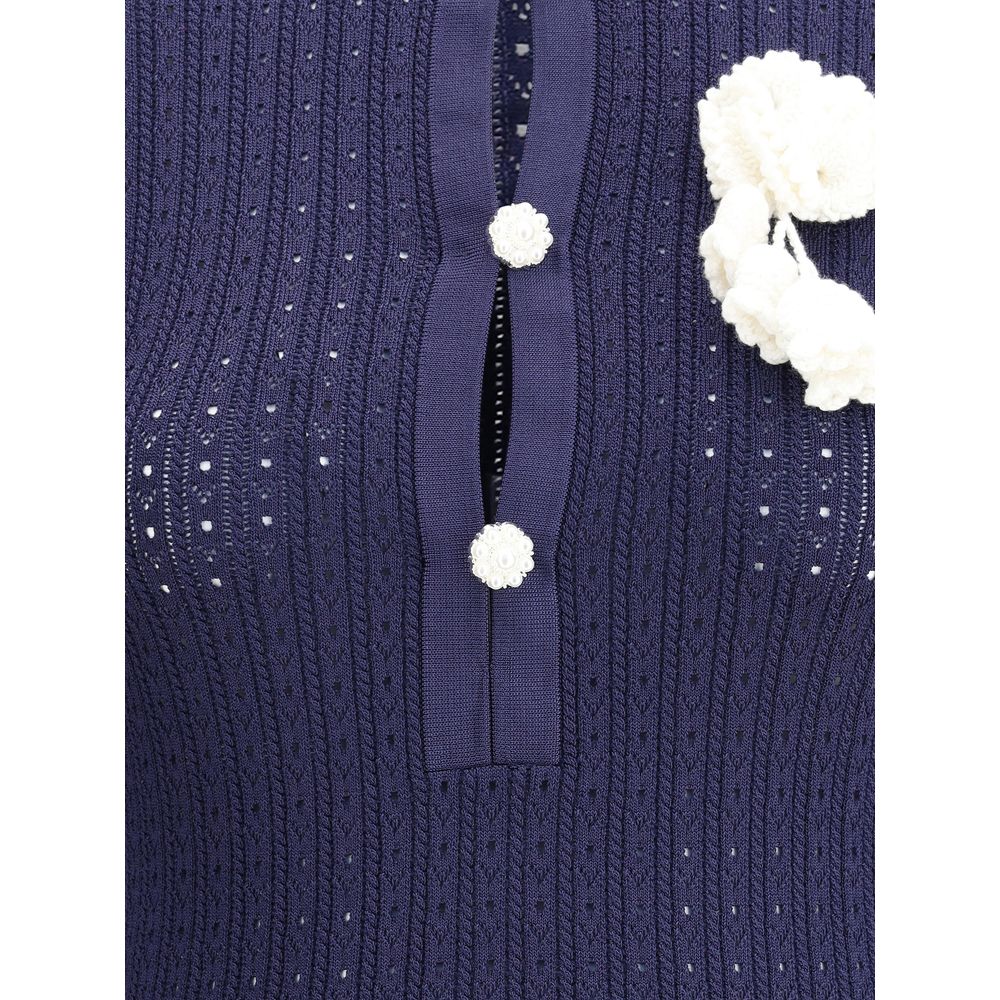 Self-Portrait Kurzes Pointelle-Kleid aus Strick