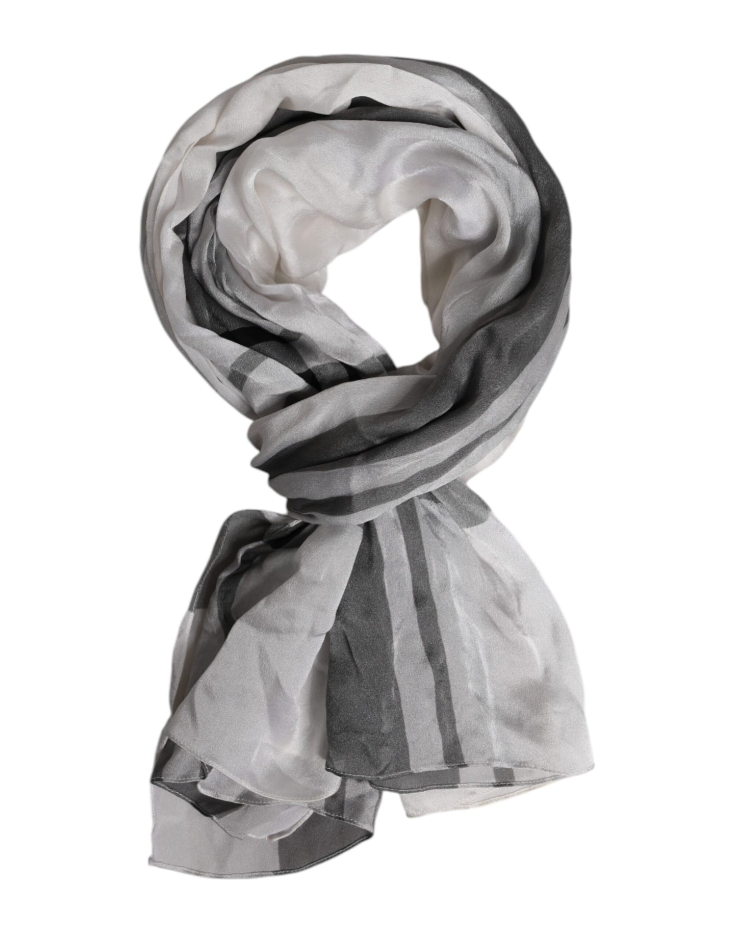 Dolce & Gabbana Weißer schwarzer Seidenwärmer Wrap Foulard Schal