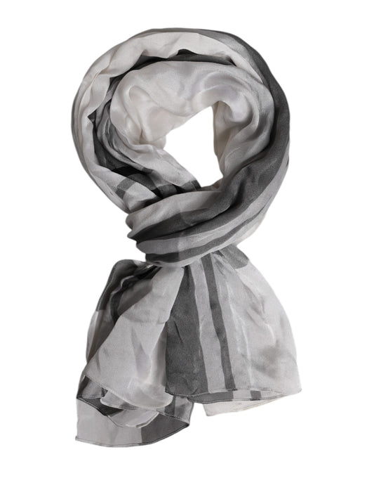 Dolce & Gabbana Weißer schwarzer Seidenwärmer Wrap Foulard Schal