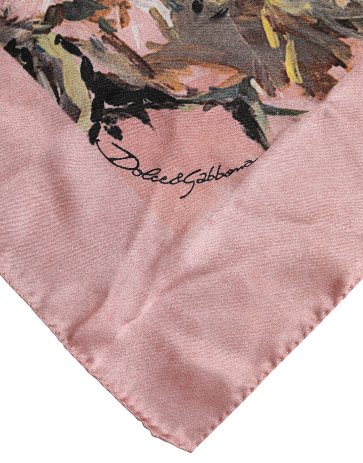 Dolce & Gabbana Rosa Seidenschal mit Blumenmuster und quadratischem Foulard