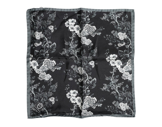 Dolce & Gabbana Schwarzer geblümter quadratischer Seidenfoulardschal