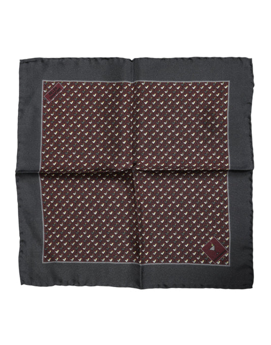 Dolce & Gabbana Maroon Cocktail Seide Quadratischer Foulard Schal