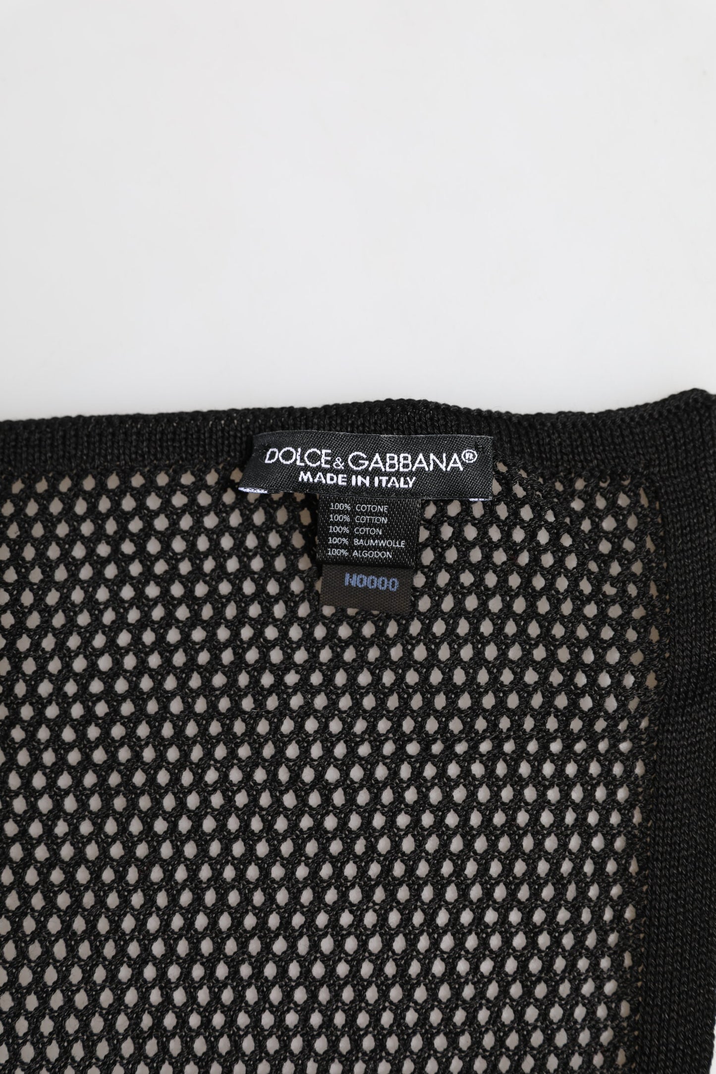 Dolce & Gabbana Schwarz gemusterter quadratischer Foulardschal aus Baumwolle