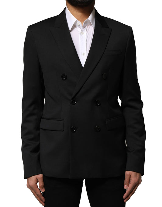 Emporio Armani Schwarzer Zweireiher Herren Jacke Anzug Blazer