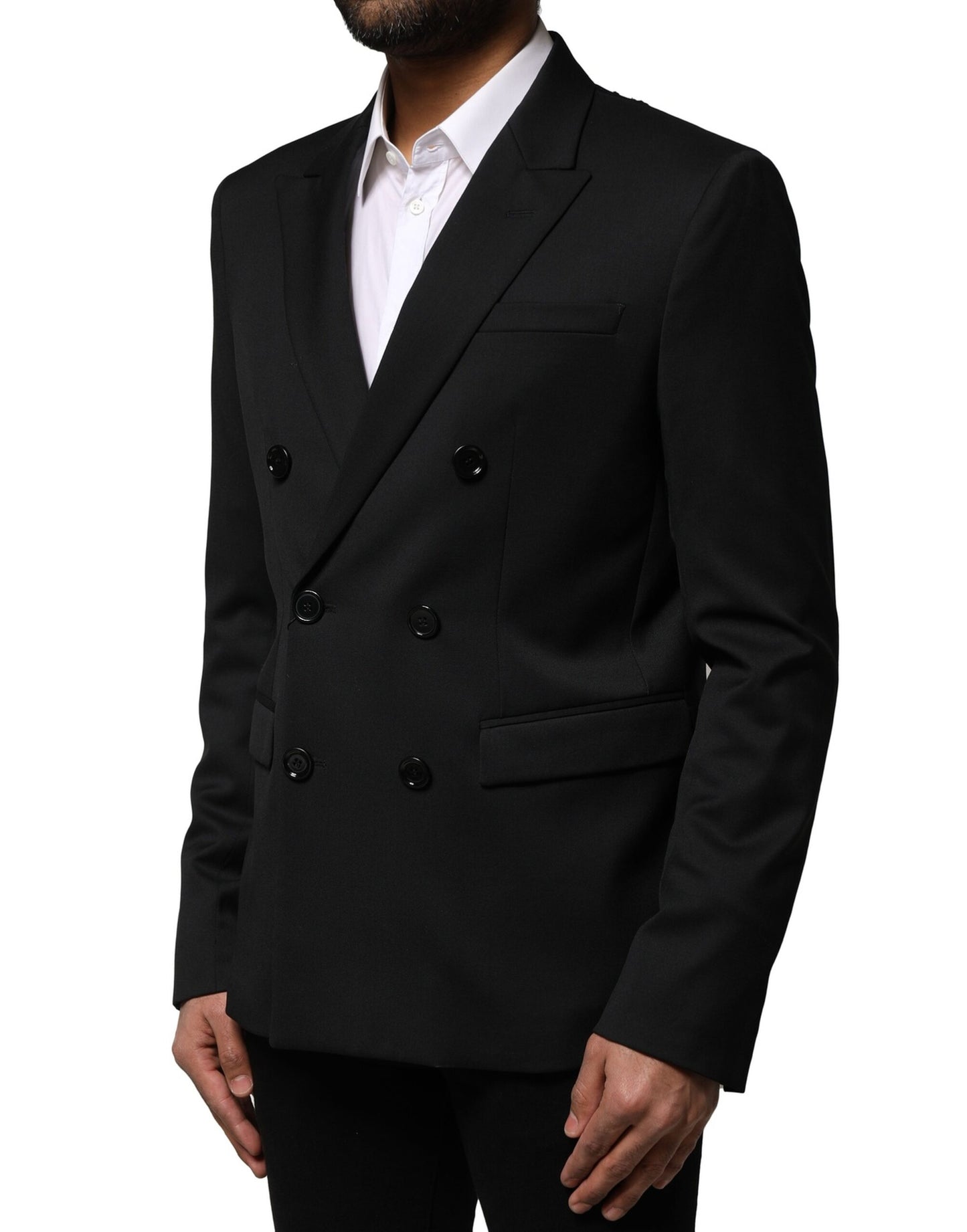 Emporio Armani Schwarzer Zweireiher Herren Jacke Anzug Blazer