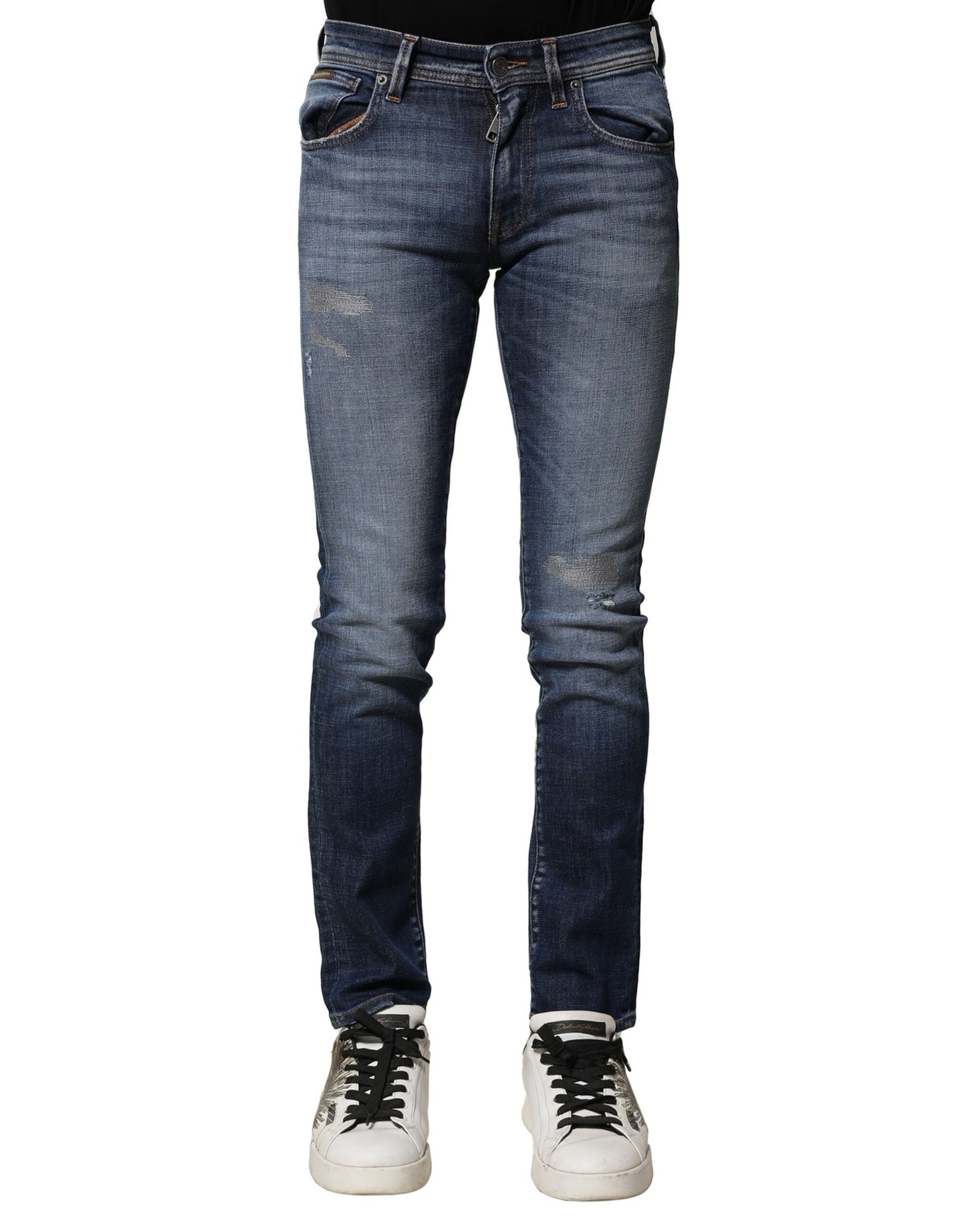 Dolce & Gabbana Blau gewaschene Baumwolle Slim Fit Herren Denim Jeans
