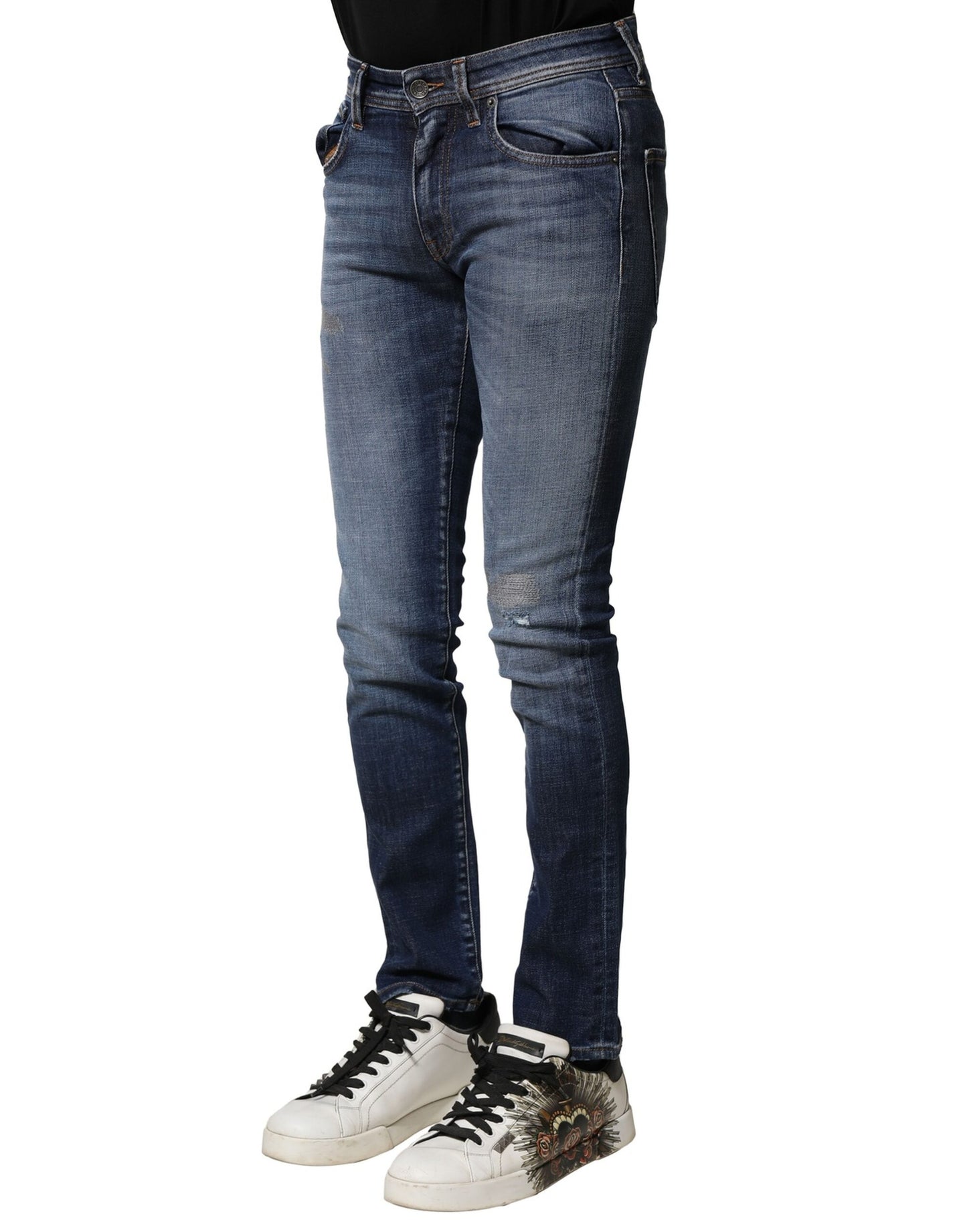 Dolce & Gabbana Blau gewaschene Baumwolle Slim Fit Herren Denim Jeans