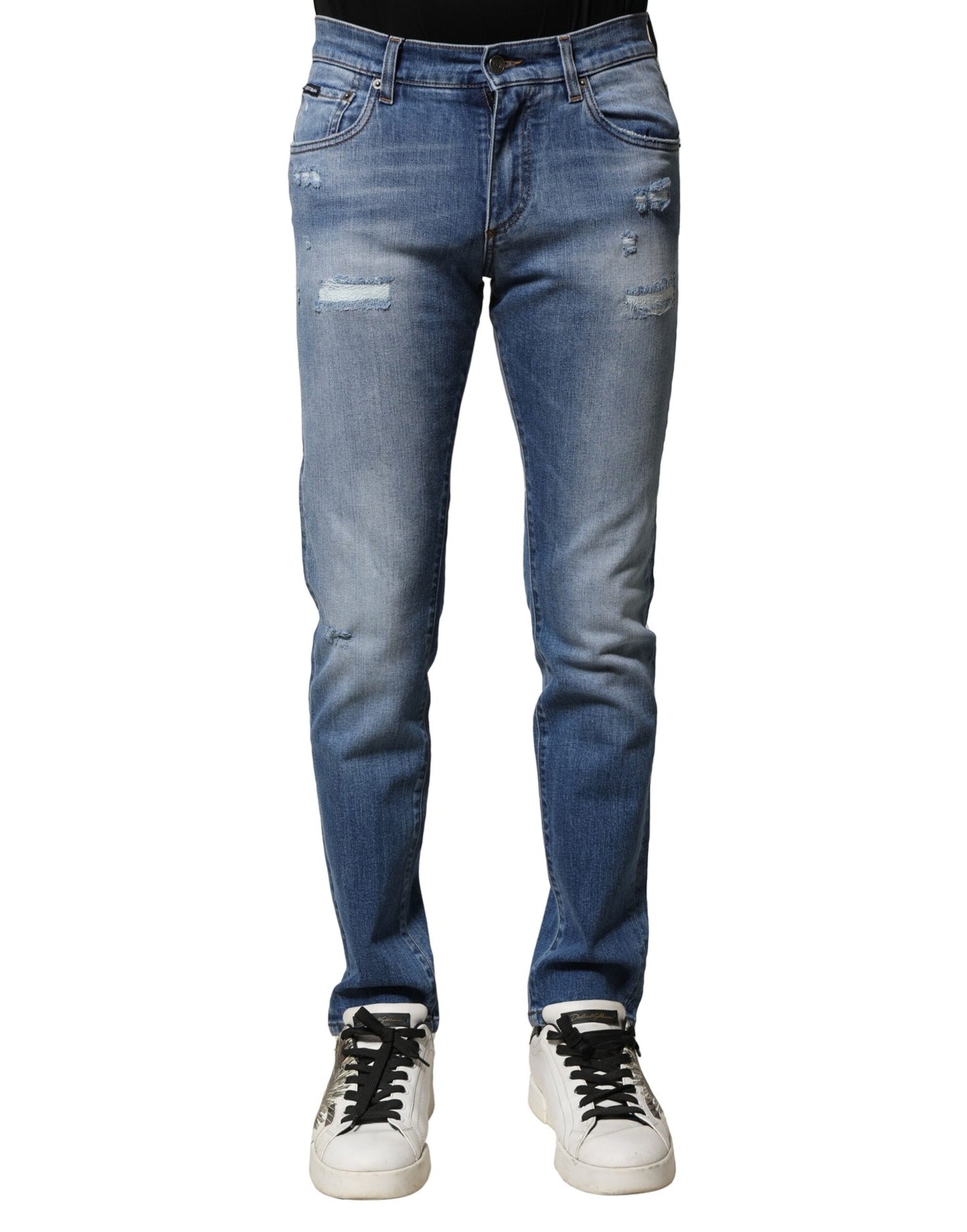 Dolce & Gabbana Blau gewaschene Baumwolle Skinny Herren Denim Jeans