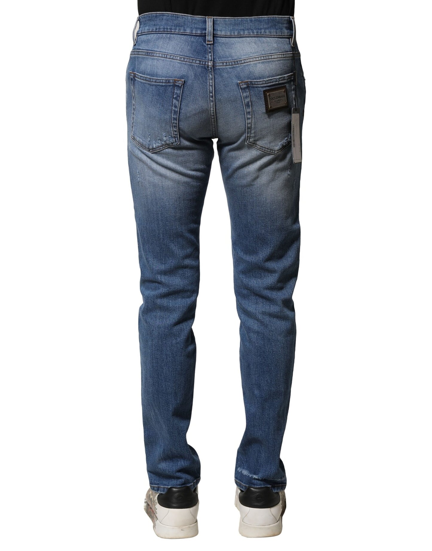 Dolce & Gabbana Blau gewaschene Baumwolle Skinny Herren Denim Jeans
