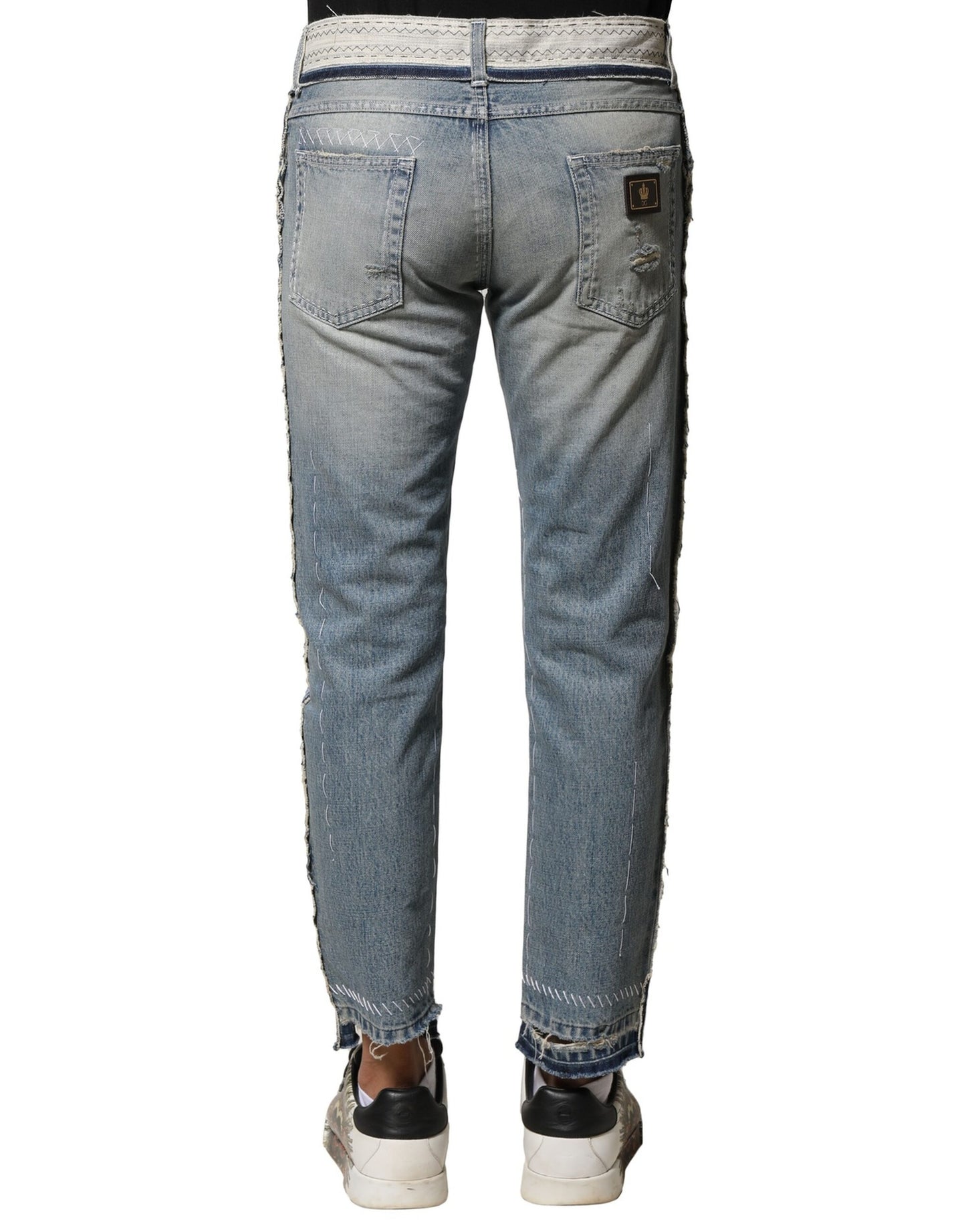 Dolce & Gabbana Hellblaue zerfledderte Straight Men Denim Jeans