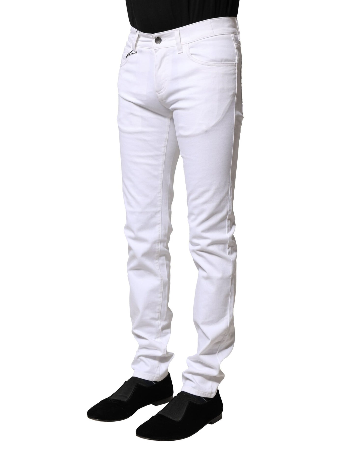 Dolce & Gabbana Weiße Baumwolle Skinny Männer Denim Jeans