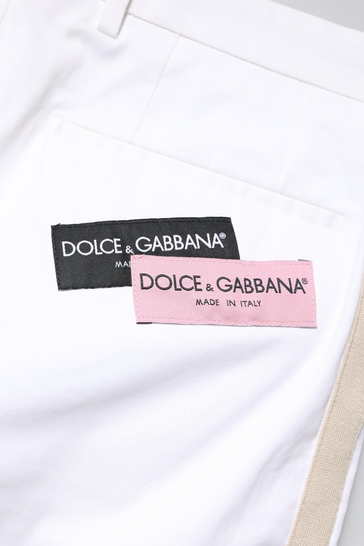Dolce & Gabbana Weiße Baumwolle Gerade Logo Männer Hose