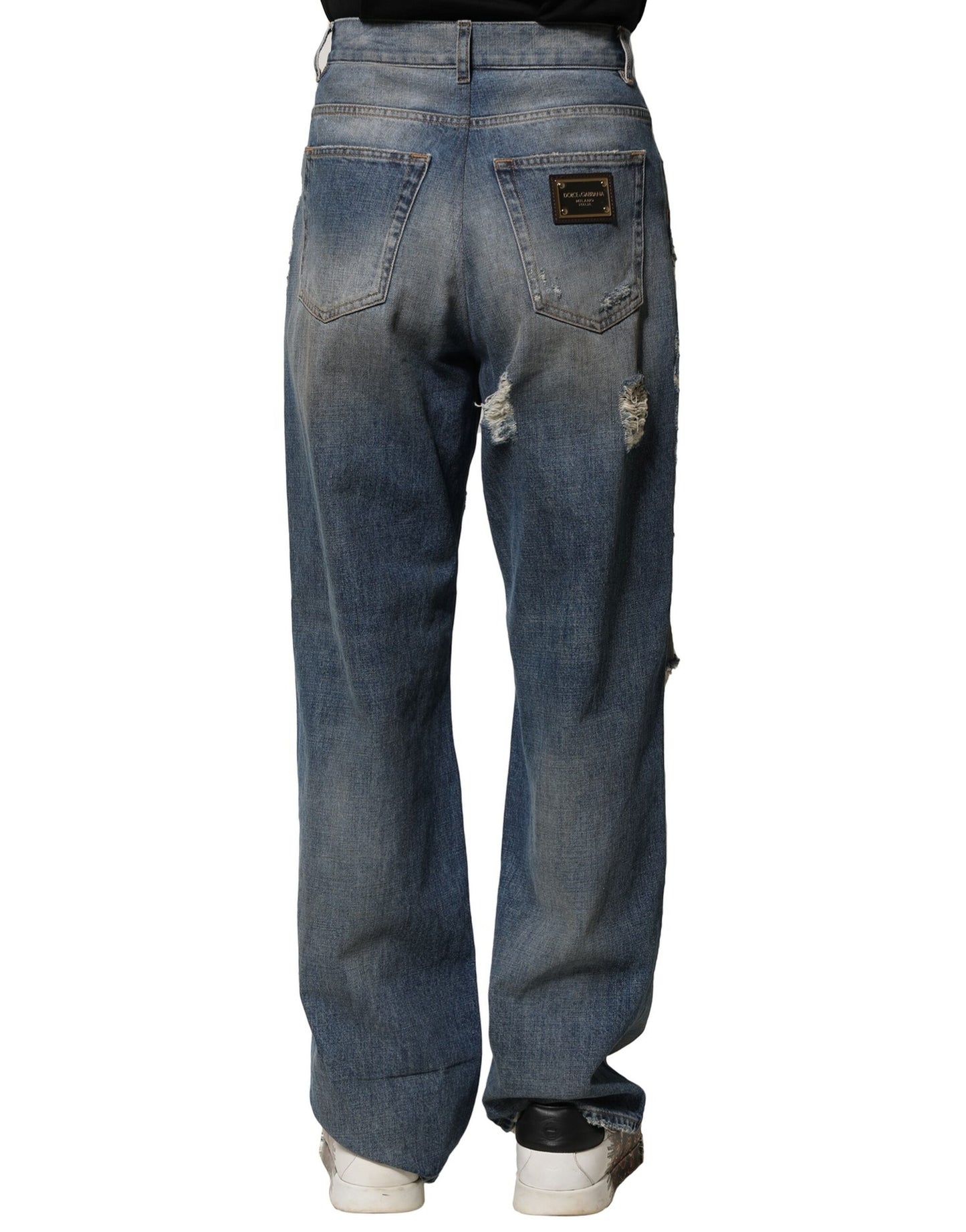 Dolce & Gabbana Blaue Baumwolle zerfleddert Männer Denim Jeans