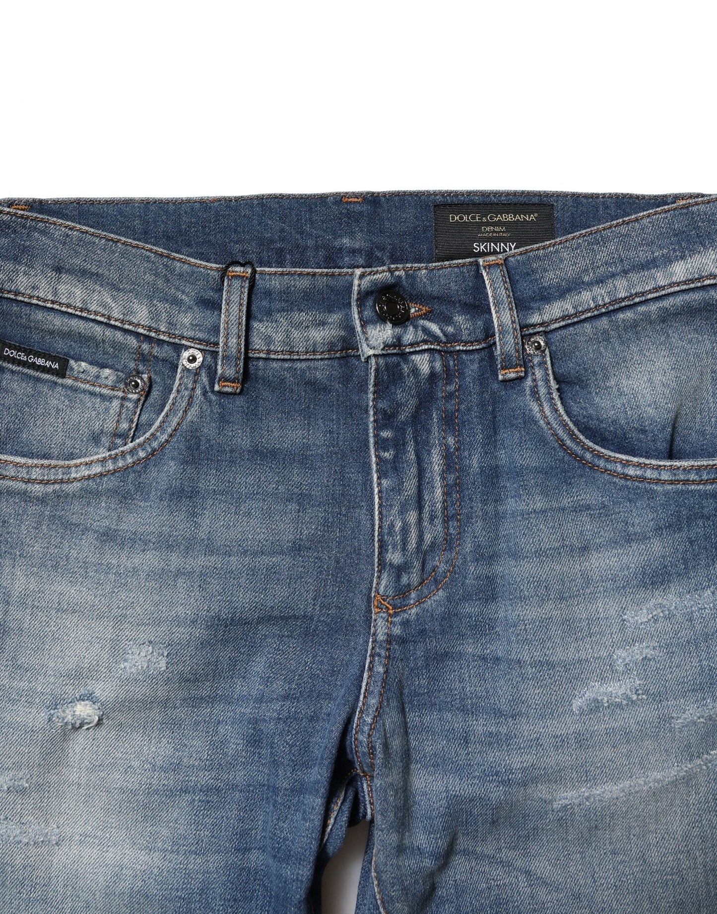 Dolce & Gabbana Blau gewaschene Baumwolle Slim Fit Herren Denim Jeans