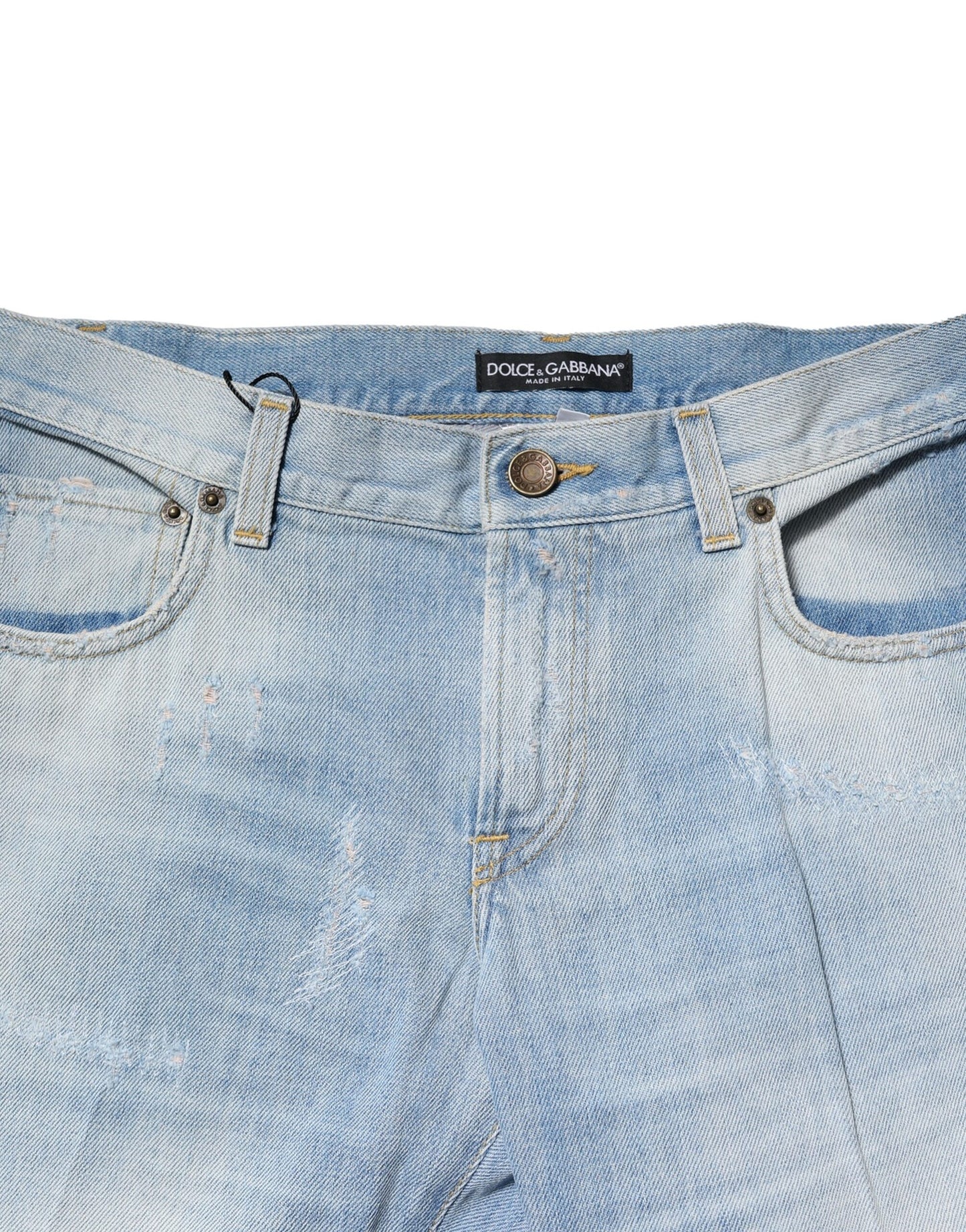 Dolce & Gabbana Hellblaue gewaschene Straight Fit Denim Jeans