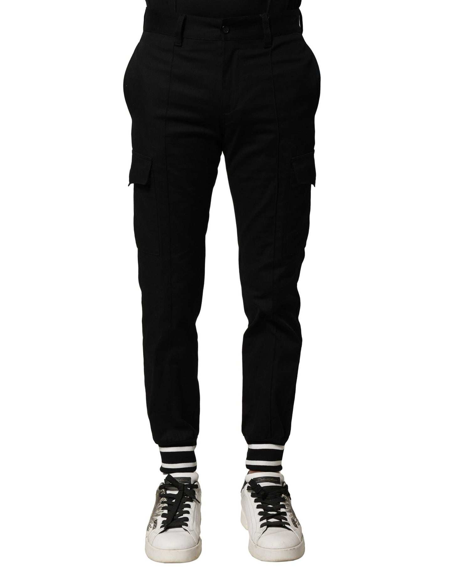 Dolce & Gabbana Schwarze Baumwoll-Cargo-Jogginghose für Männer