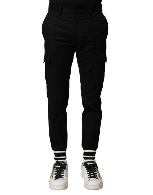 Dolce & Gabbana Schwarze Baumwoll-Cargo-Jogginghose für Männer