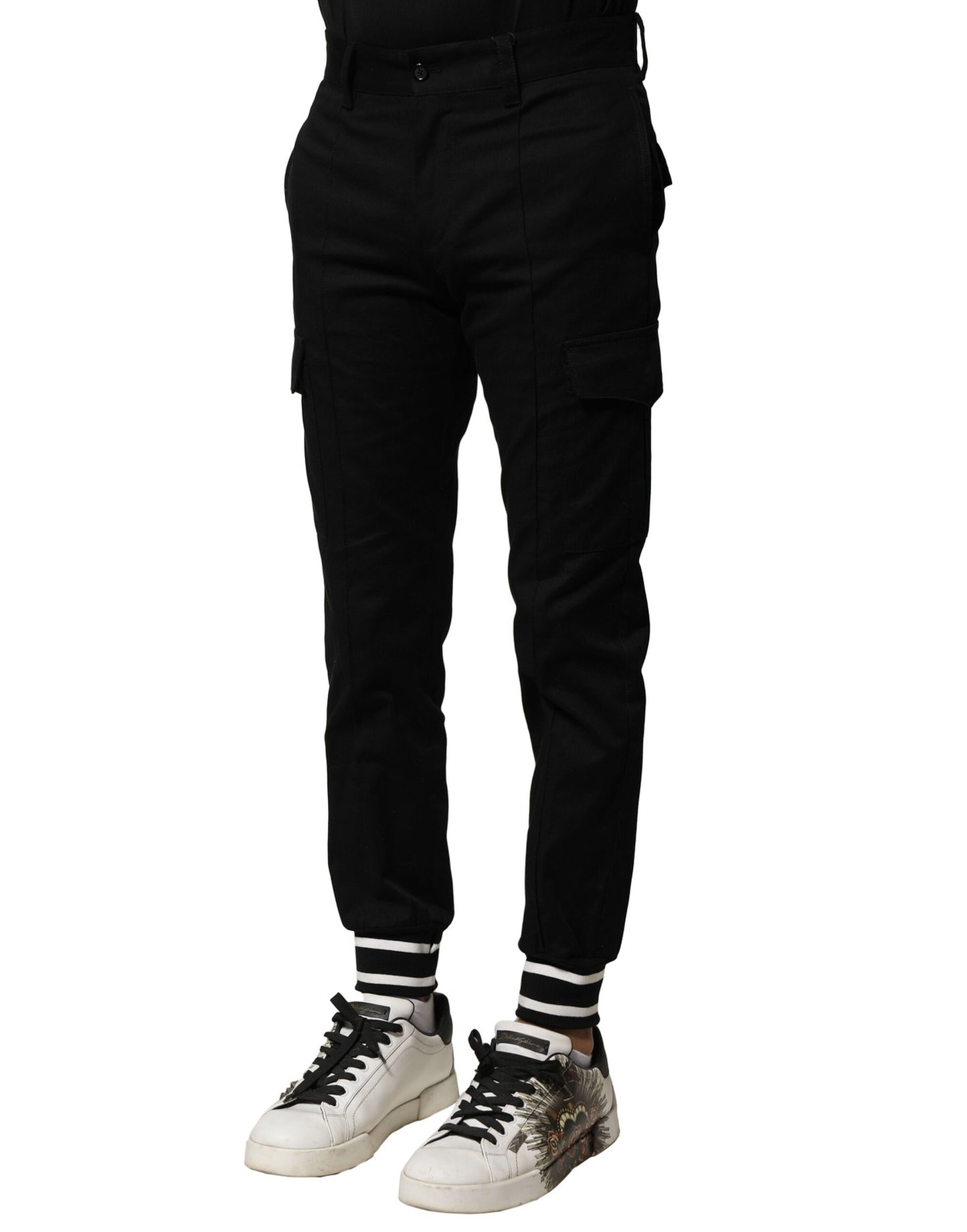 Dolce & Gabbana Schwarze Baumwoll-Cargo-Jogginghose für Männer